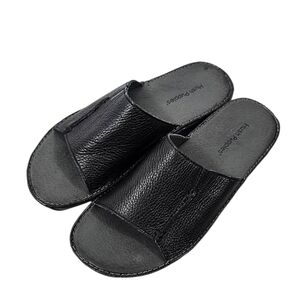 Hush Puppies Black Leather Slide Sandals